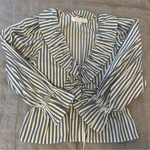 Hunter Bell blue and white stripe peplum blouse size XS